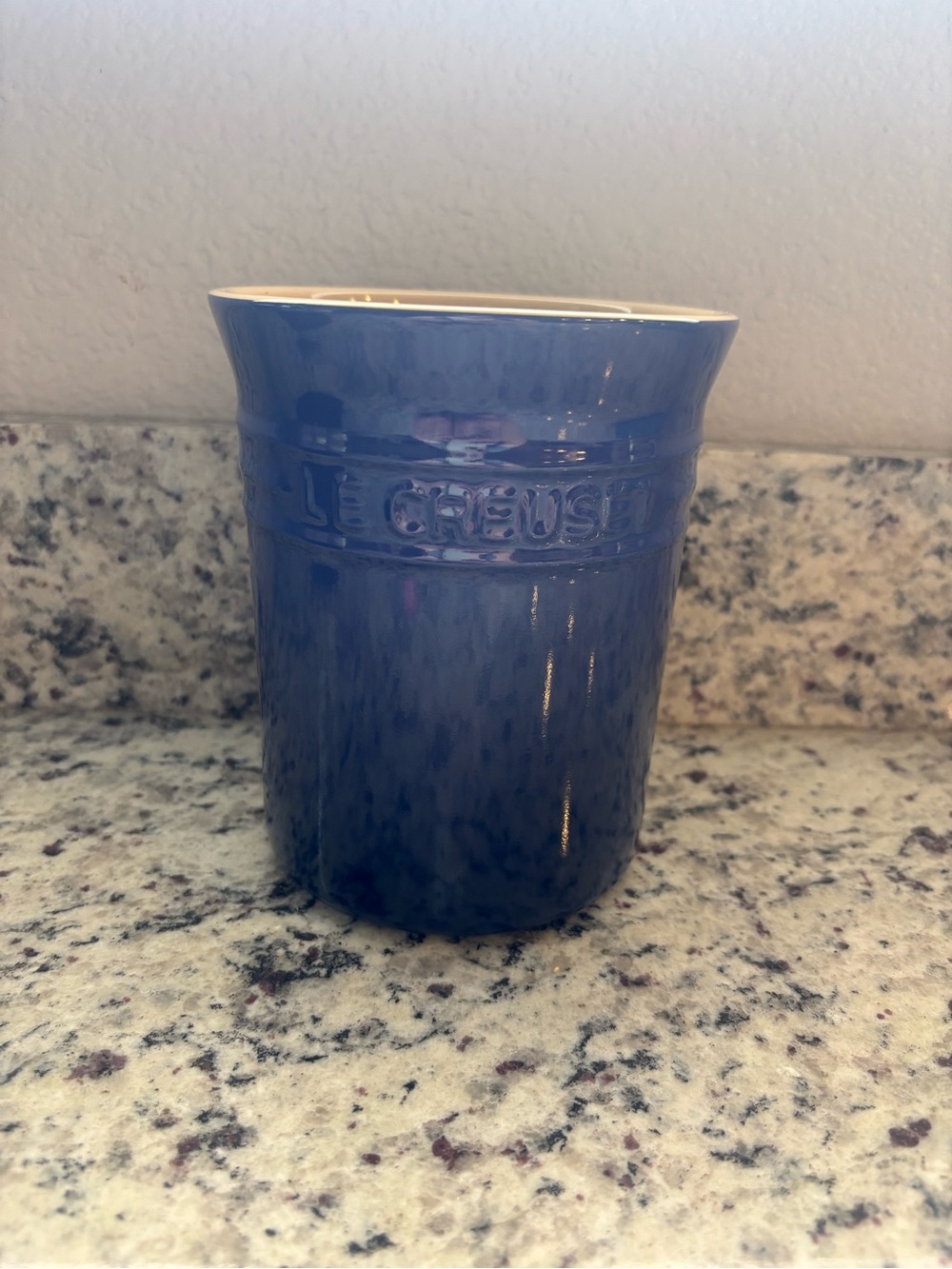 Le Creuset Blue Stoneware Spatula Crock